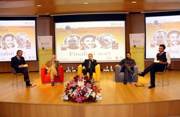 Da sinistra Ermanno Paccagnini, Gianfranco Calligarich , Eraldo Baldini, Valerio Callieri e Stefano Motta
