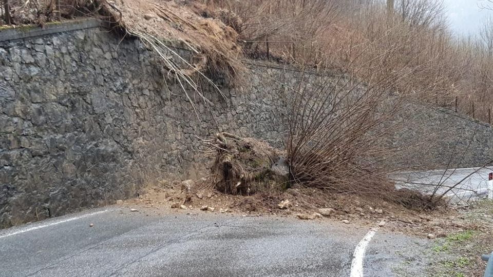 Cremeno, enorme tronco sulla Provinciale 64 Cremeno, enorme tronco sulla Provinciale 64